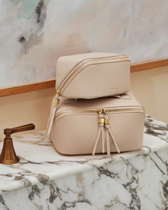 Katie Loxton Fold Out Mirror Make Up Bag - Oyster