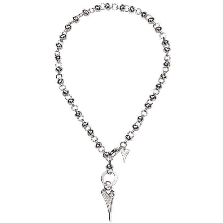 Miss Dee Silver Crystal Heart Knot Necklace