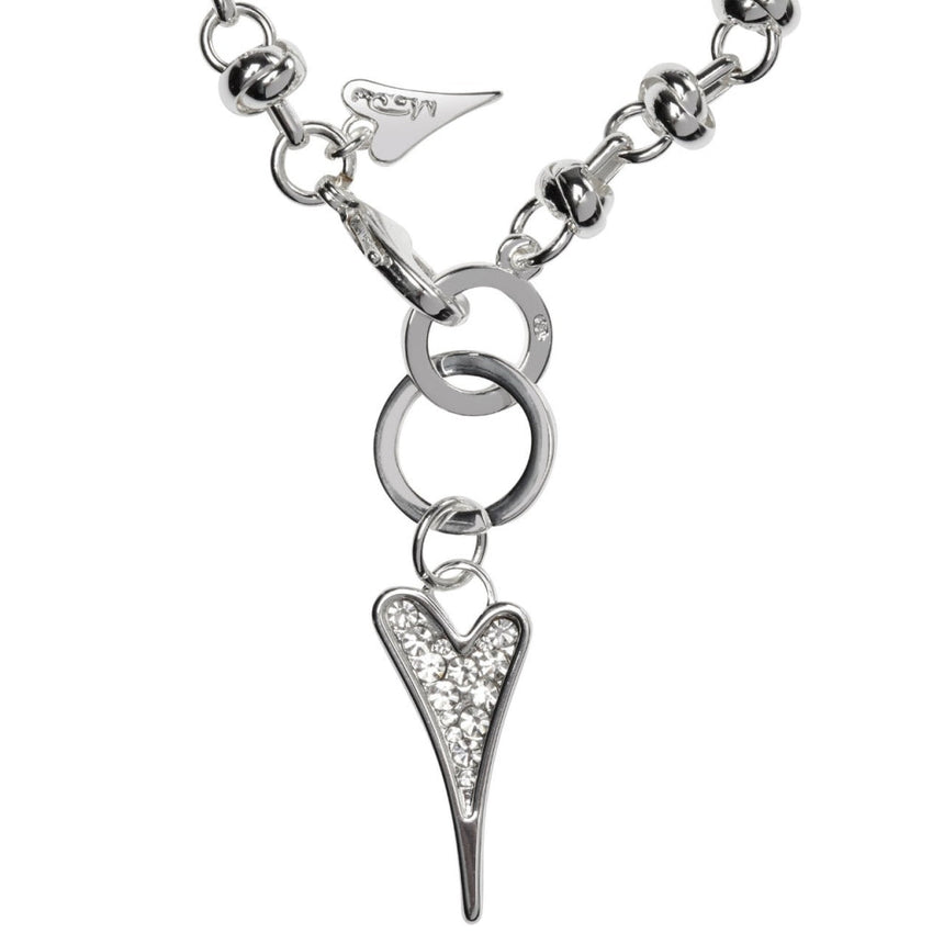 Miss Dee Silver Heart Long Knot Necklace