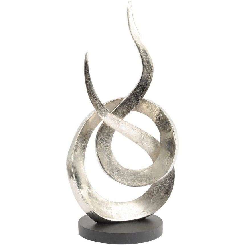 Entwined Flame Silver Aluminium Sculpture