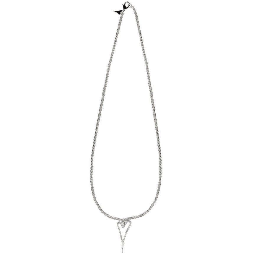 Miss Dee Long Hollow Diamante Heart Necklace