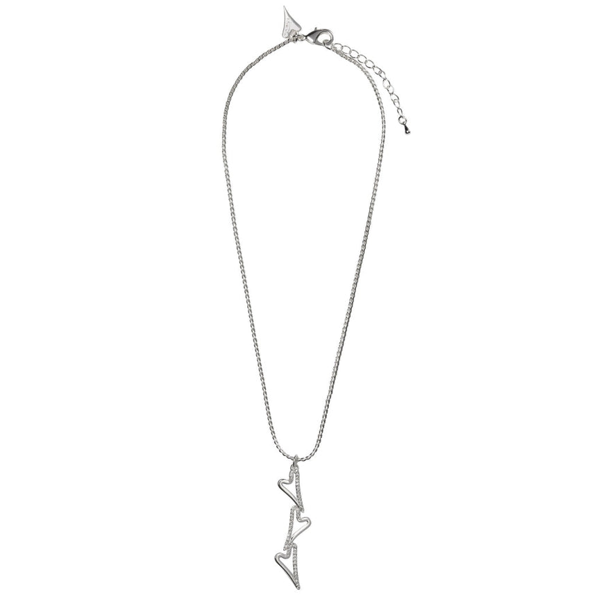 Miss Dee Silver 3 Hollow Hearts Necklace