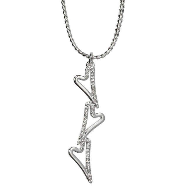 Miss Dee Silver Necklace with 3 Hollow Hearts