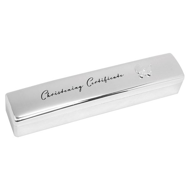 Silver Christening Certificate Box