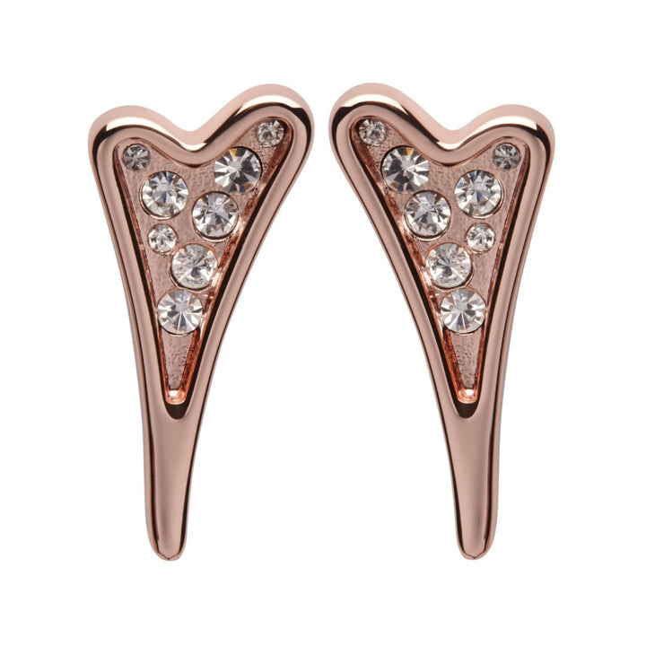 Miss Dee Rose Gold Diamante Heart Earrings