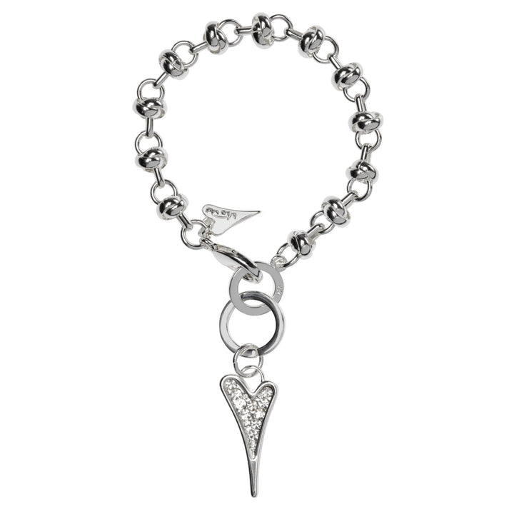 Miss Dee Silver Knotted Bracelet with Diamante Heart