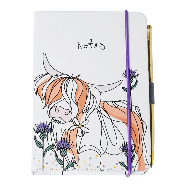 Highland Cow Pocket A6 Notebook with Pen