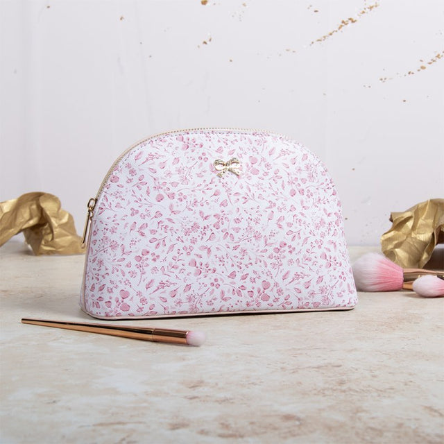 Pink Floral Cosmetic Bag - Large