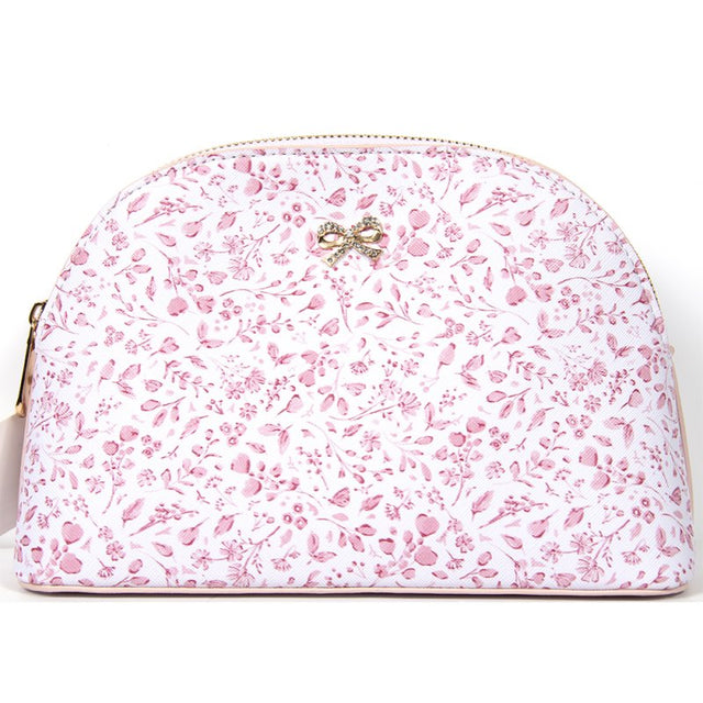Pink Floral Cosmetic Bag - Large