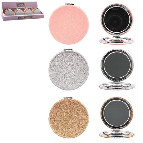 Silver Glitter Compact Mirror