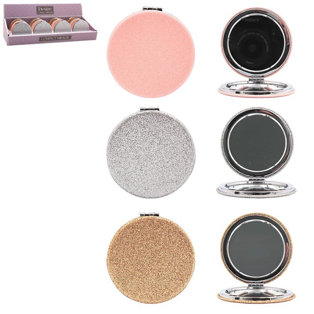 Silver Glitter Compact Mirror