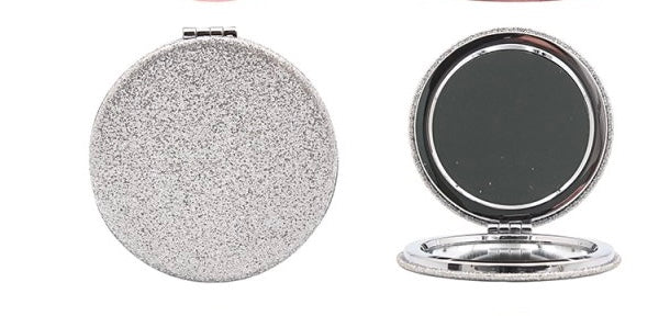 Silver Glitter Compact Mirror