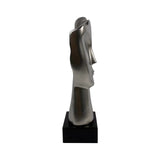 Matte Silver Face Sculpture 40cm