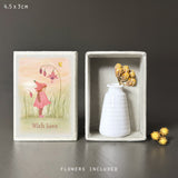 Mini Matchbox Vase & Flowers - With Love