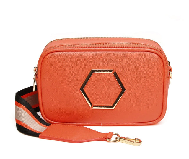 Alice Wheeler Orange Pimlico Honeycomb Crossbody Bag