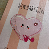 Cute Heart New Baby Girl Card