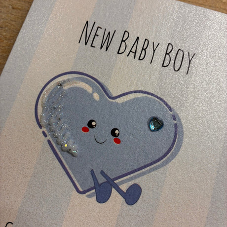 Cute Heart New Baby Boy Card