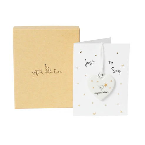Congratulations Mini Porcelain Heart on Mini Sentiment Card