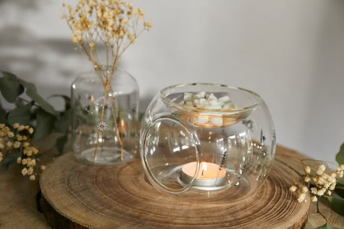 Glass Wax Melt Burner - Bird/Hearts