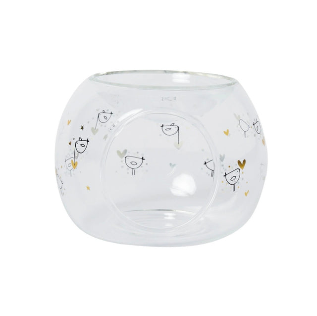 Glass Wax Melt Burner - Bird/Hearts