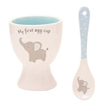 Baby 2 Piece Egg Cup & Spoon Set - Blue