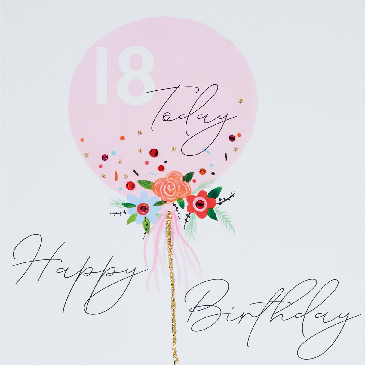 18 Today Birthday Card - Pink Balloon