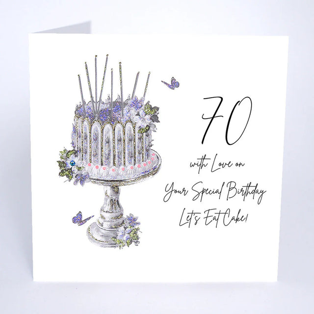 70th Birthday Card - Let's Eat Cake