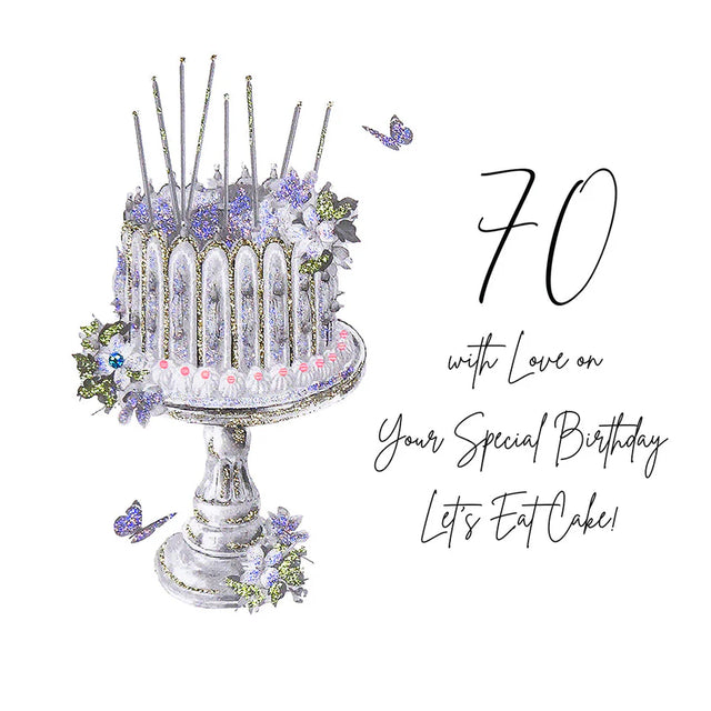 70th Birthday Card - Let's Eat Cake