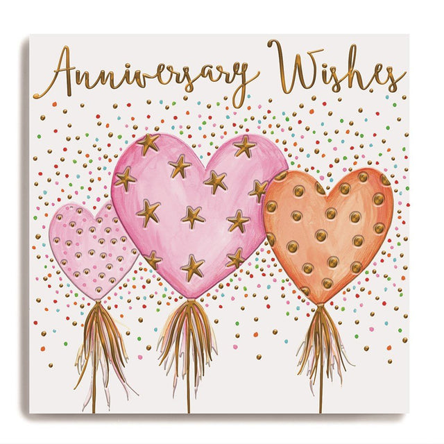 Anniversary Wishes Card - Heart Balloons