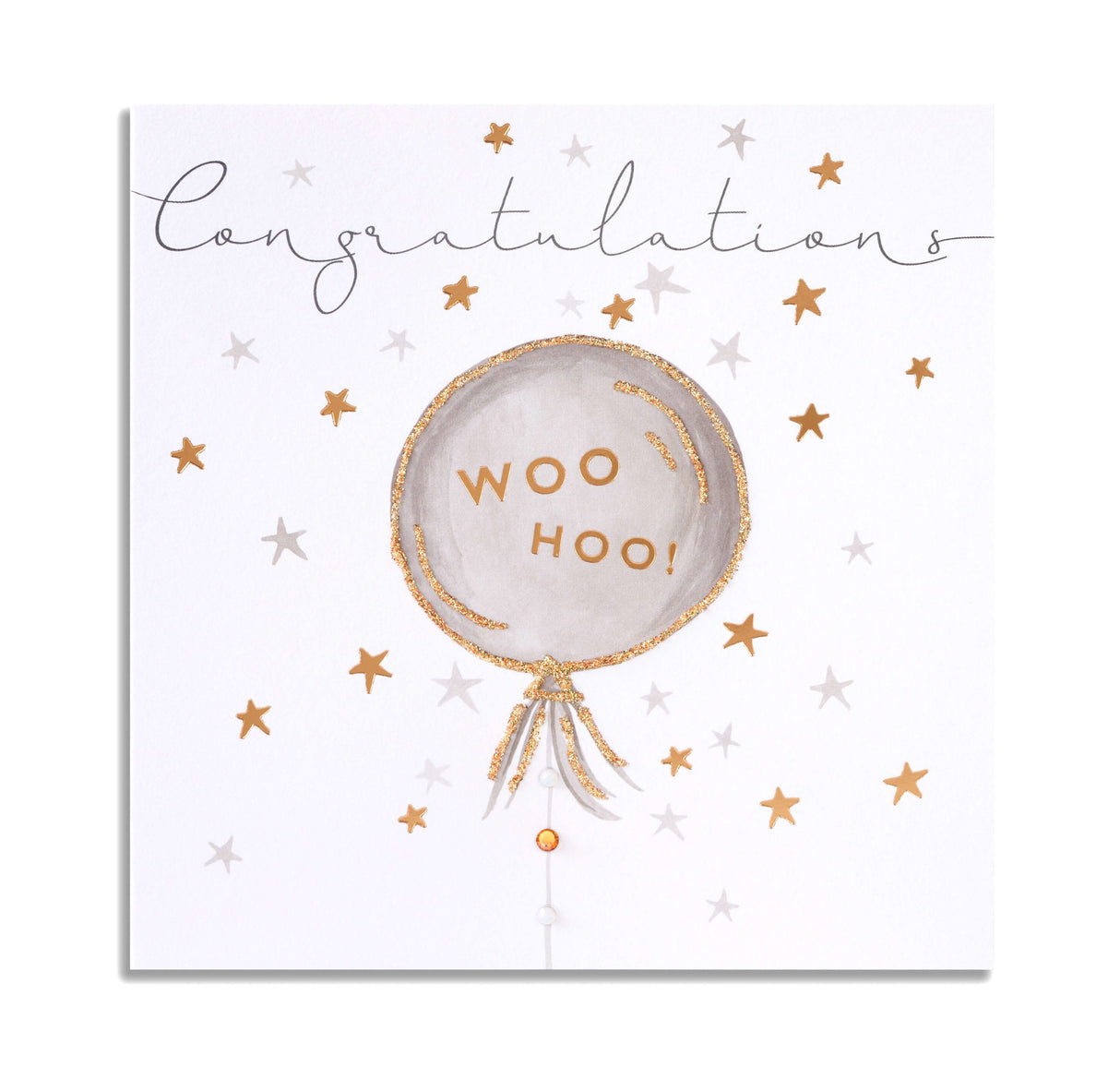 Congratulations Woo Hoo! Card - Balloon & Stars