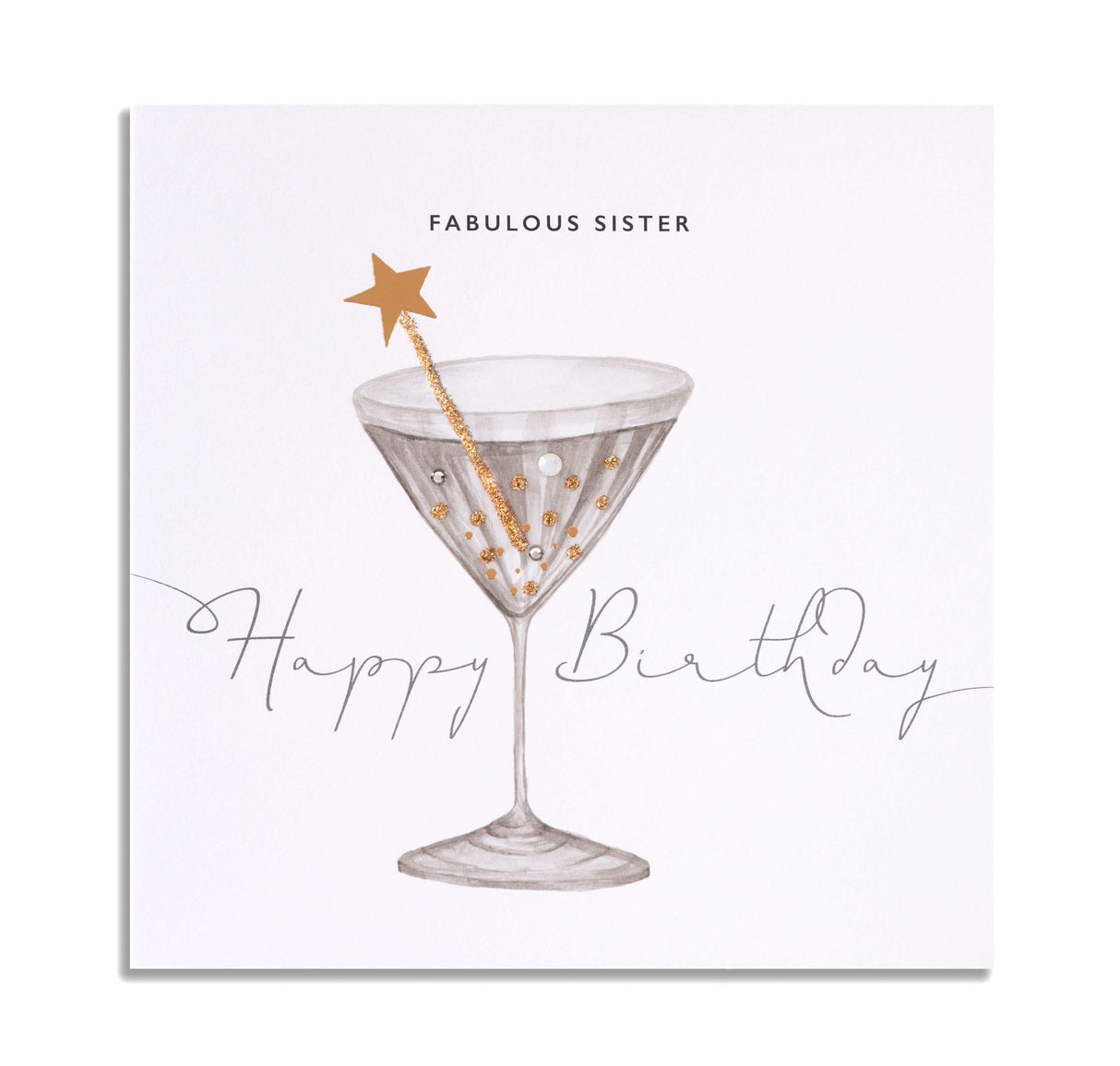 Fabulous Sister Birthday Card - Cocktail Glass