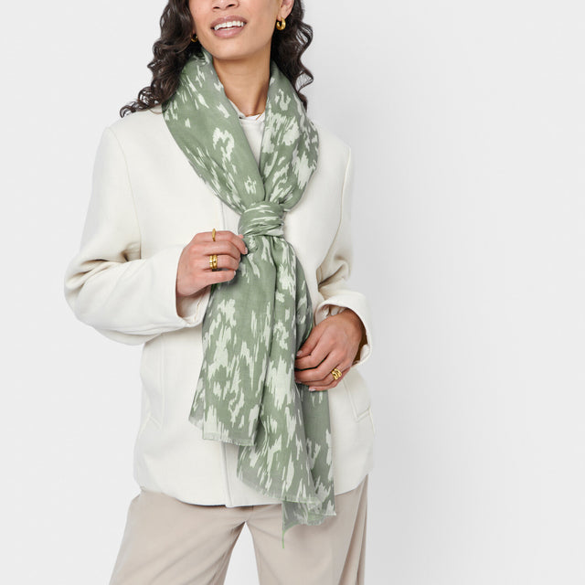 Katie Loxton Abstract Animal Scarf - Sage/Off-White