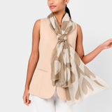 Katie Loxton Heart Printed Scarf - Taupe/Ecru