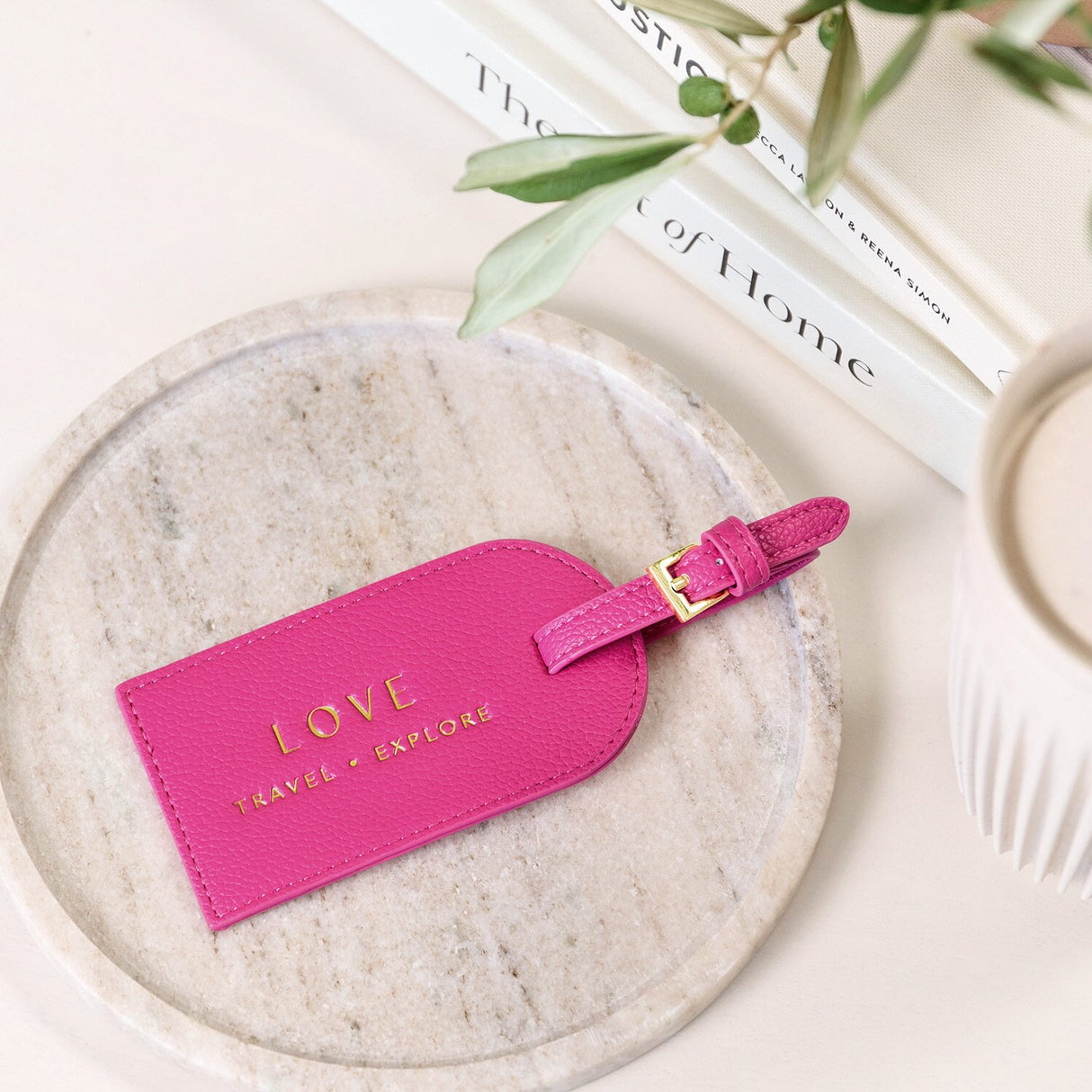 Katie Loxton Sentiment Luggage Tag - Love Travel Explore - Magenta