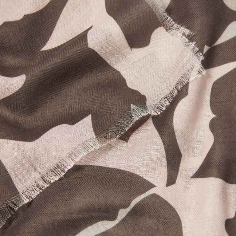 Katie Loxton Abstract Floral Scarf - Chocolate/Nude Pink