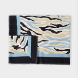 Katie Loxton Abstract Zebra Printed Scarf - Ecru/Blue/Black