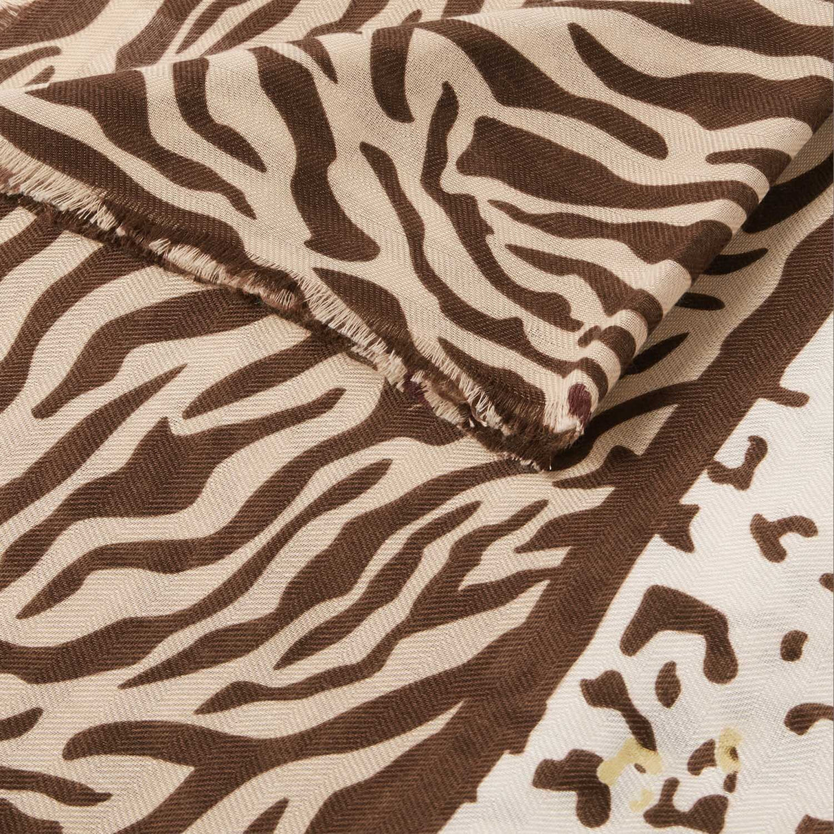 Katie Loxton Animal Printed Foil Scarf - Chocolate/Ecru/Gold