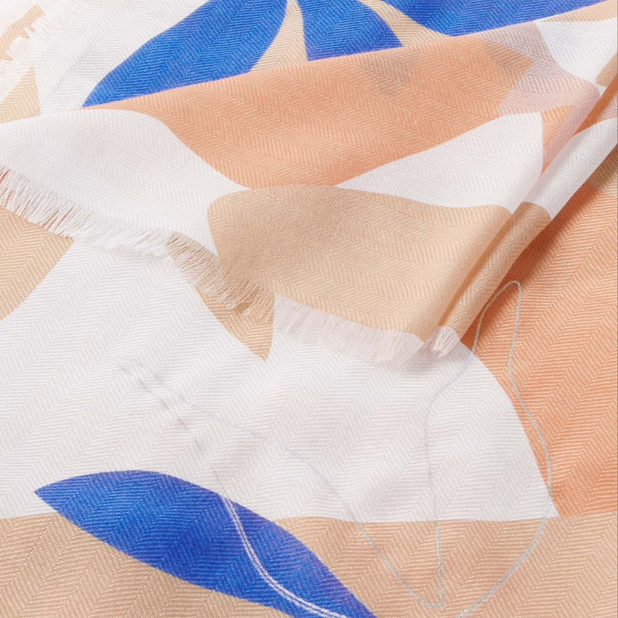 Katie Loxton Botanical Printed Foil Scarf - Coral/Cobalt-Blue/Silver