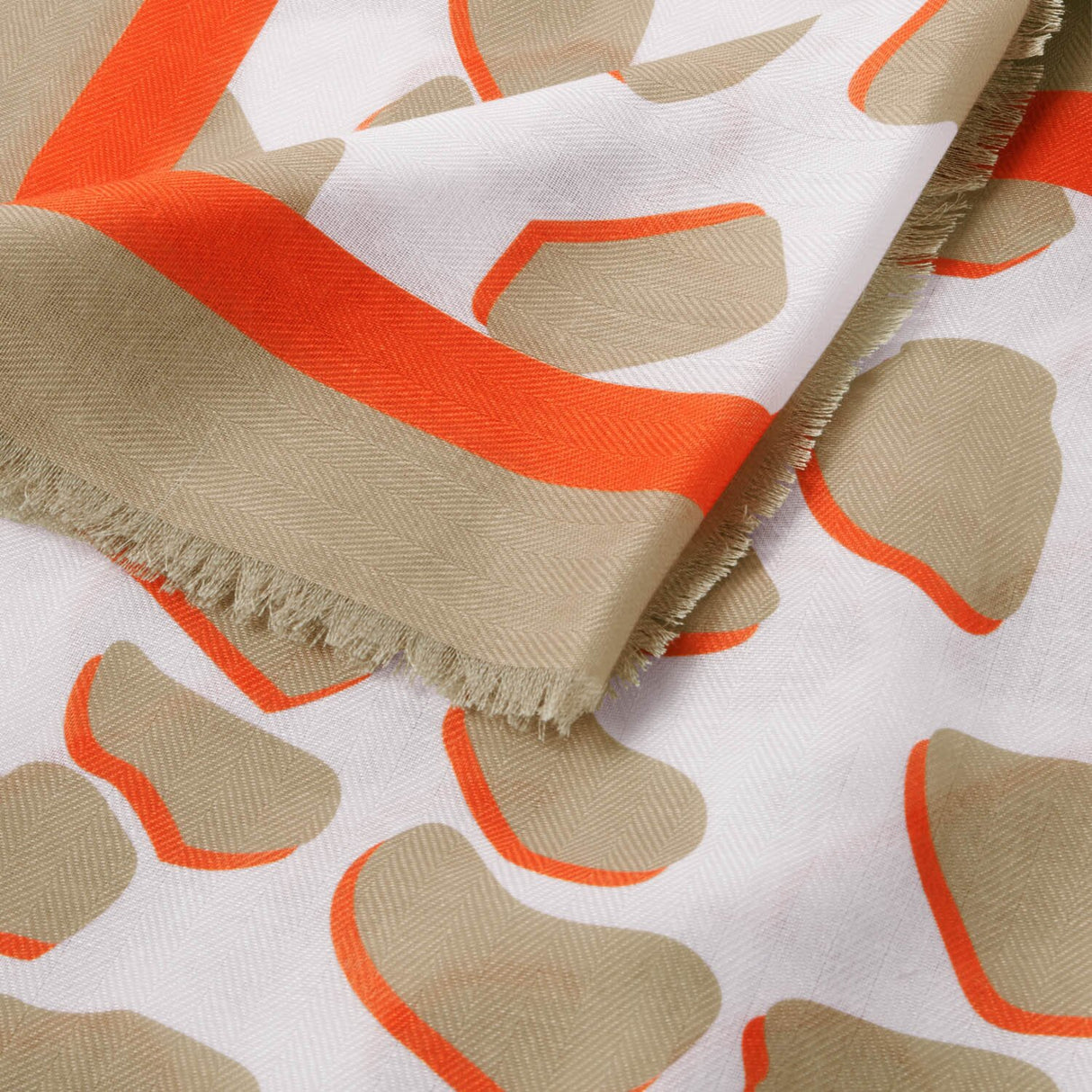 Katie Loxton Dalmatian Printed Scarf - Ecru/Orange/Taupe