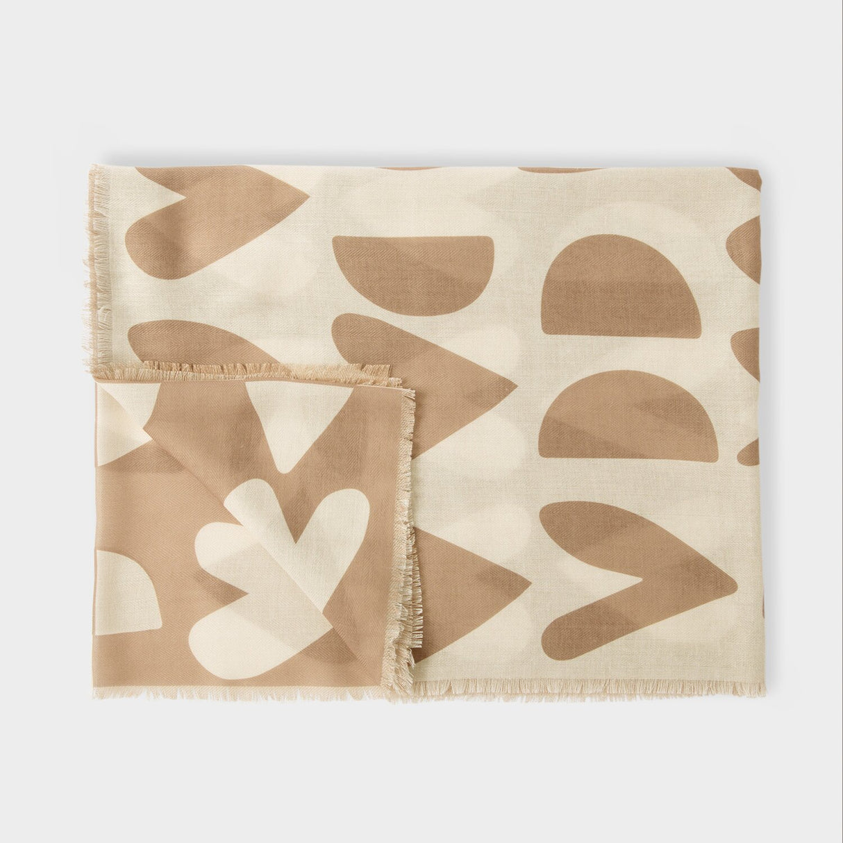 Katie Loxton Heart Printed Scarf - Taupe/Ecru