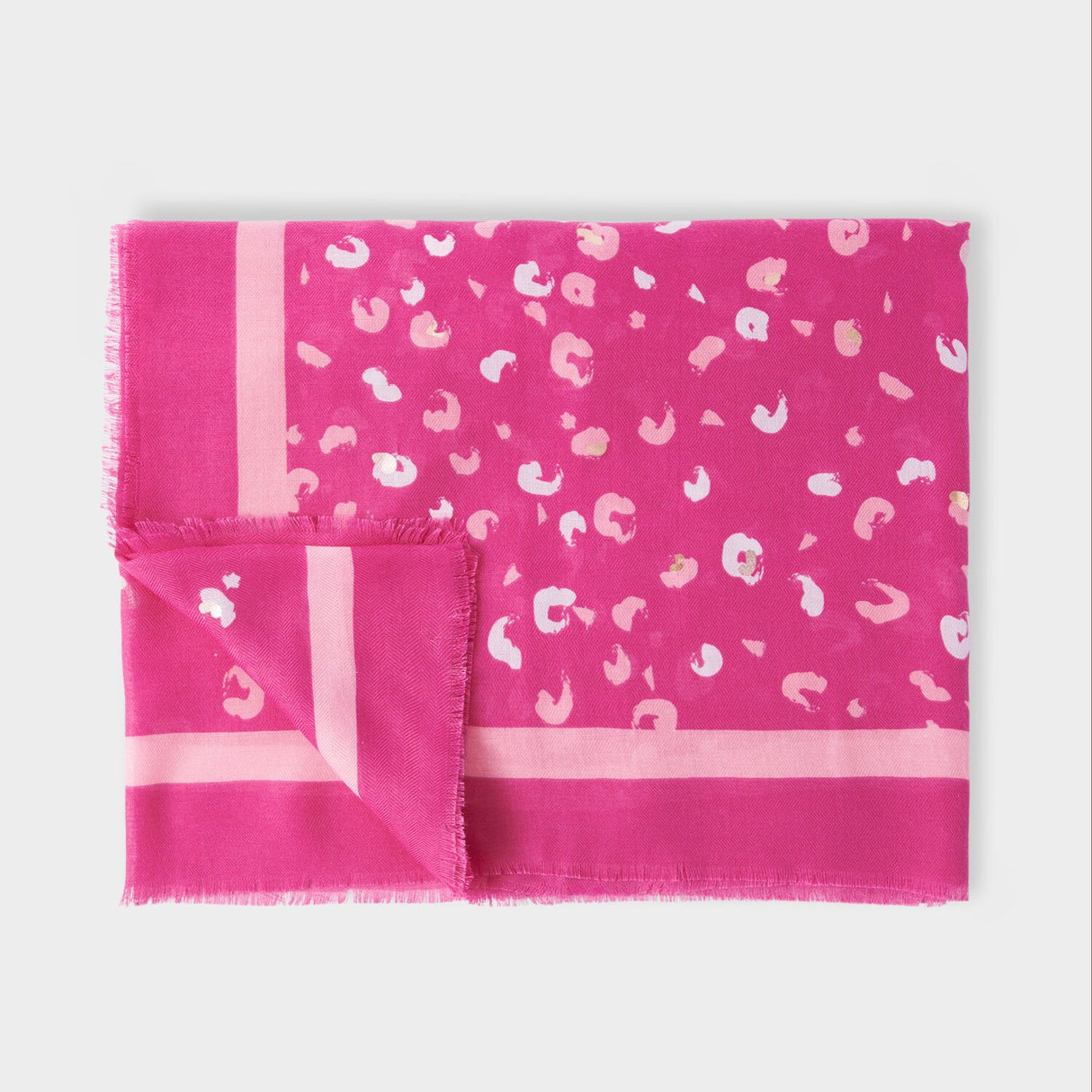 Katie Loxton Leopard Brush Printed Scarf - Magenta/Off-White