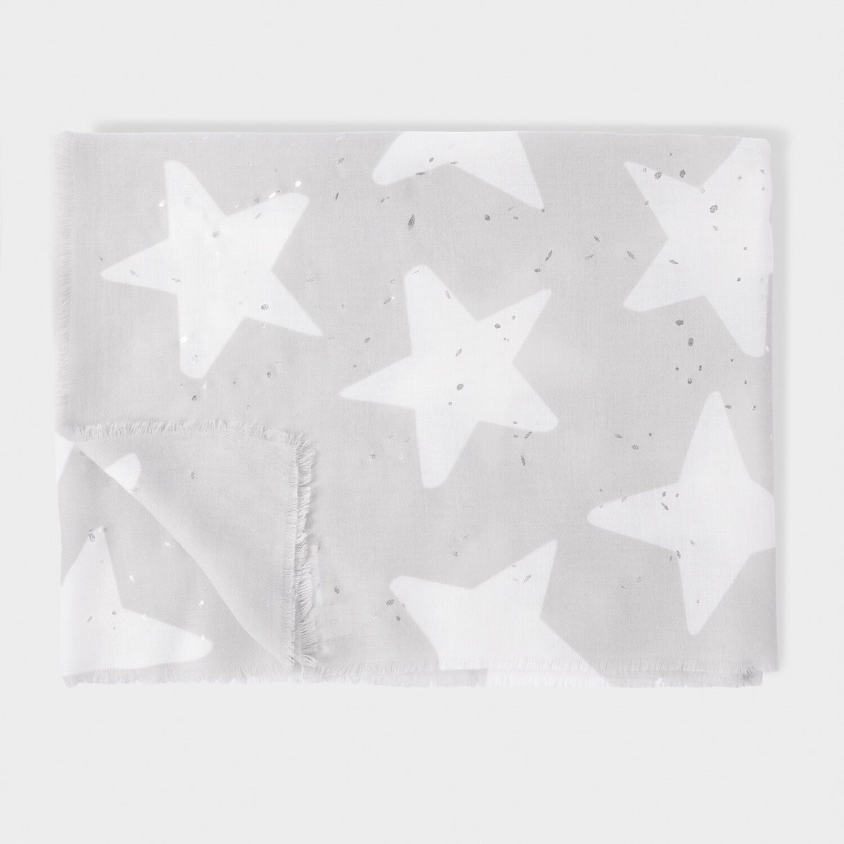 Katie Loxton Starshine Printed Foil Scarf - Pale Grey/White/Silver