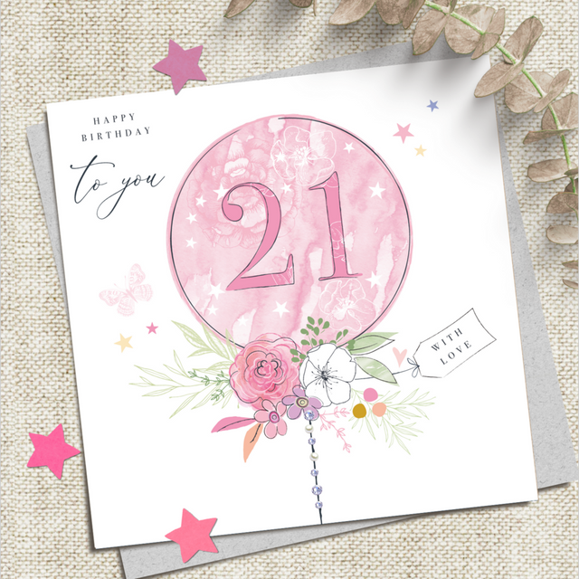 21st Birthday Card - Balloon