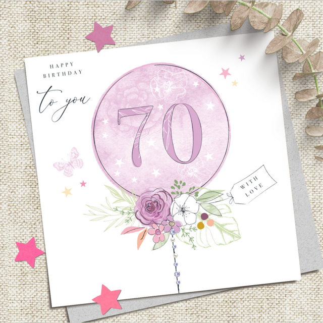 70th Birthday Card - Balloon
