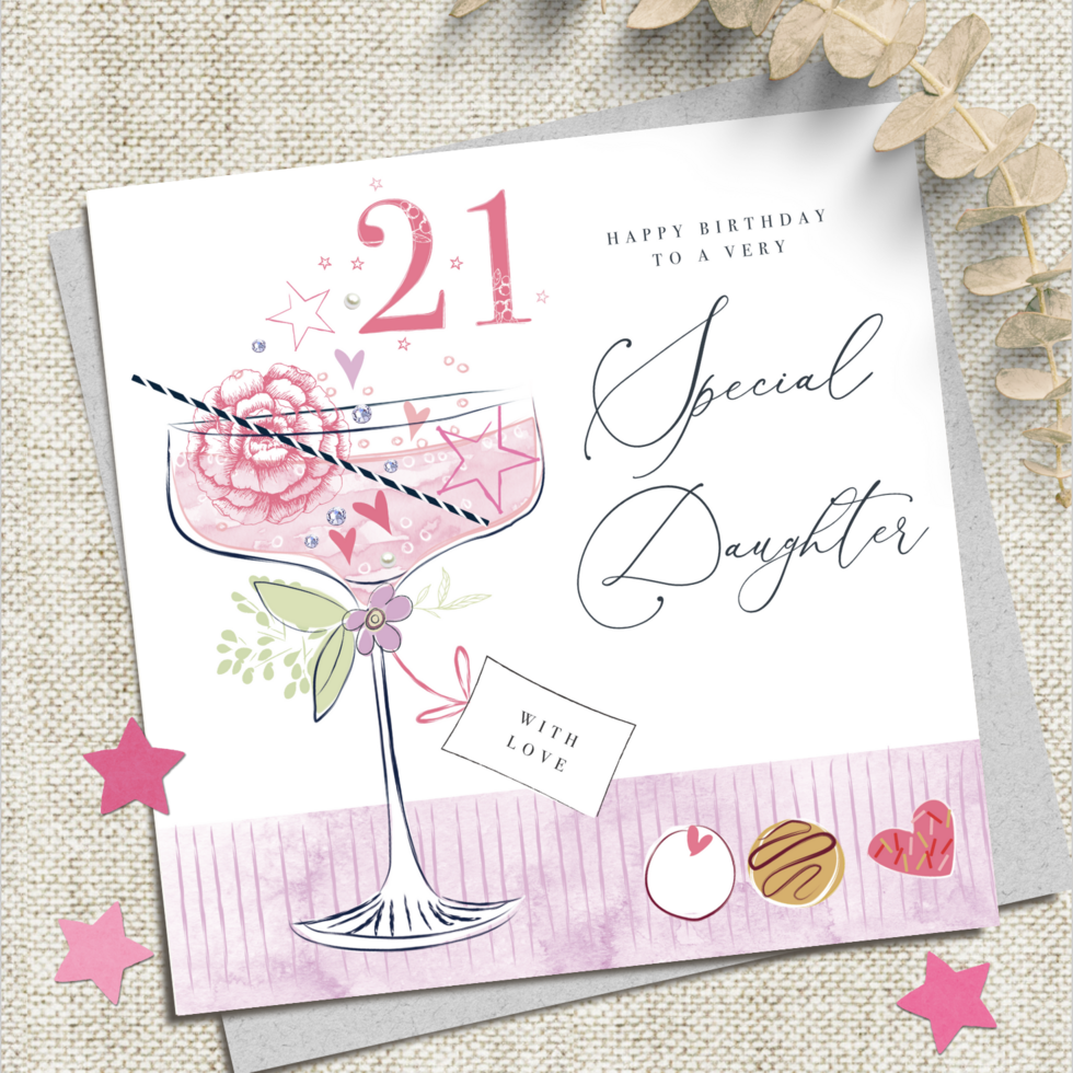 Daughter 21st Birthday Card - Cocktail