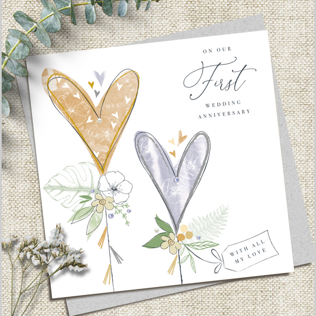 Our First Wedding Anniversary Card - Hearts