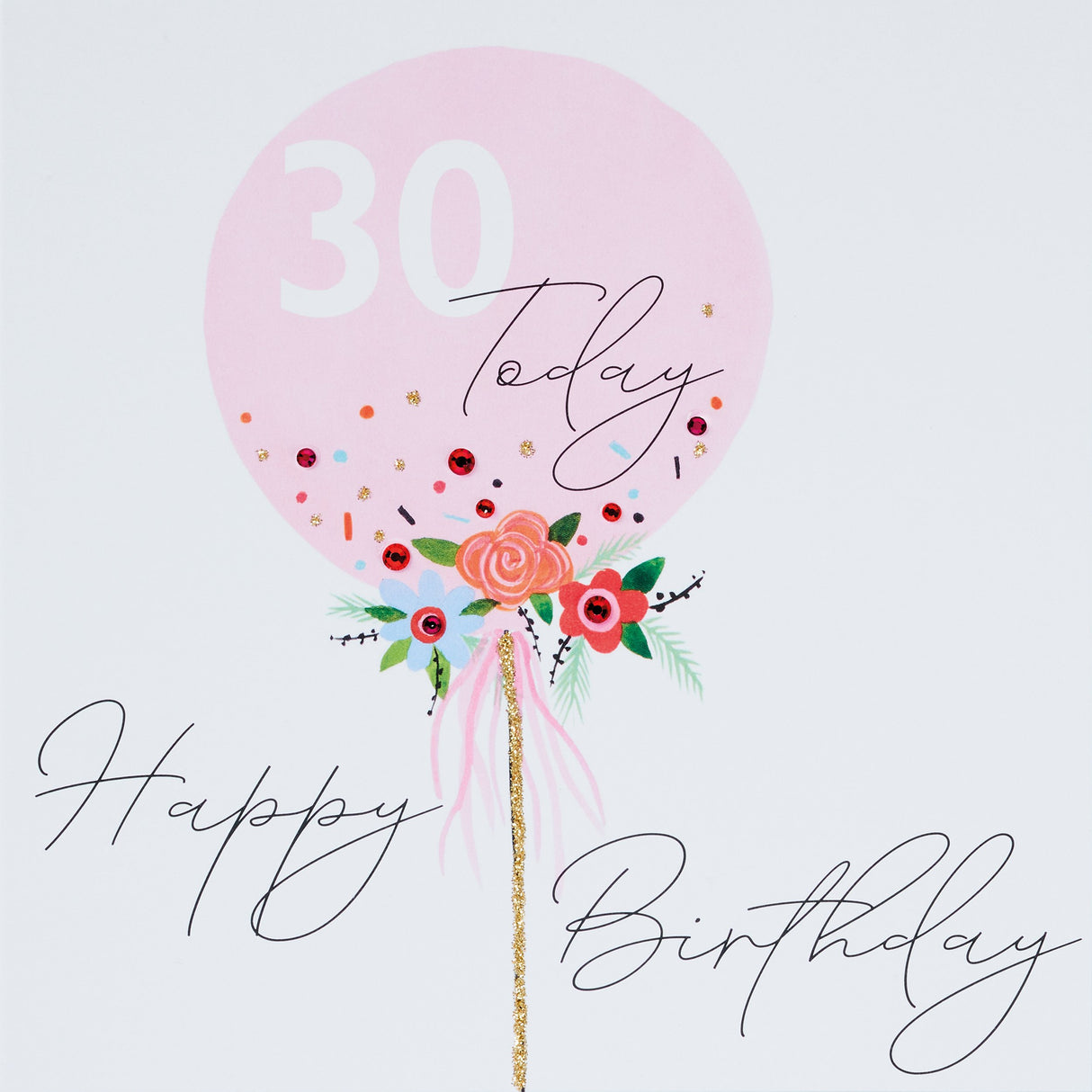 30 Today Birthday Card - Pink Balloon