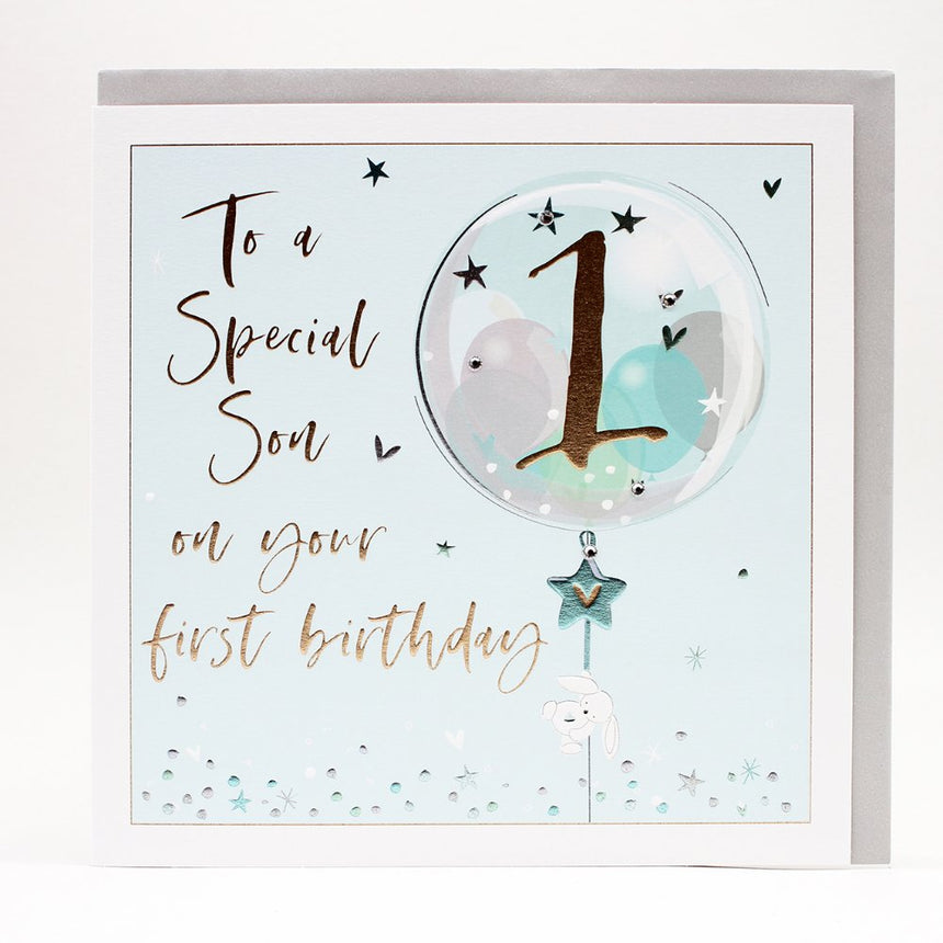 Belly Button Giftware White Cotton 1st Birthday Son Large Card