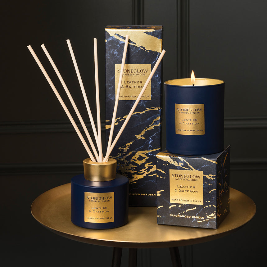 Stoneglow Luna Leather & Saffron Reed Diffuser