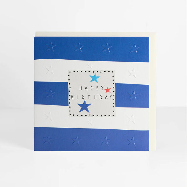 Blue Stripe Birthday Card